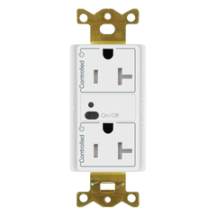 Receptáculo inalámbrico de 20 A tipo split con un contacto controlado y uno de alimentación continua, tecnología Clear Connect, para sistema Vive de Lutron, color blanco