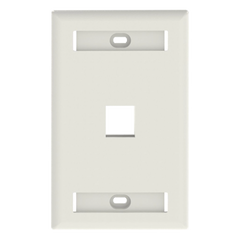 Placa de Pared Vertical, Salida Para 1 Puerto Keystone, Con Espacios Para Etiquetas, Color Blanco Mate