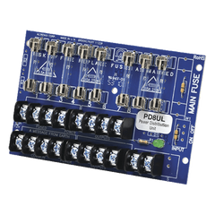 Tablero distribuidor de voltaje, 8 salidas con fusible de protección. Para uso con Fuentes de poder ALTRONIX.