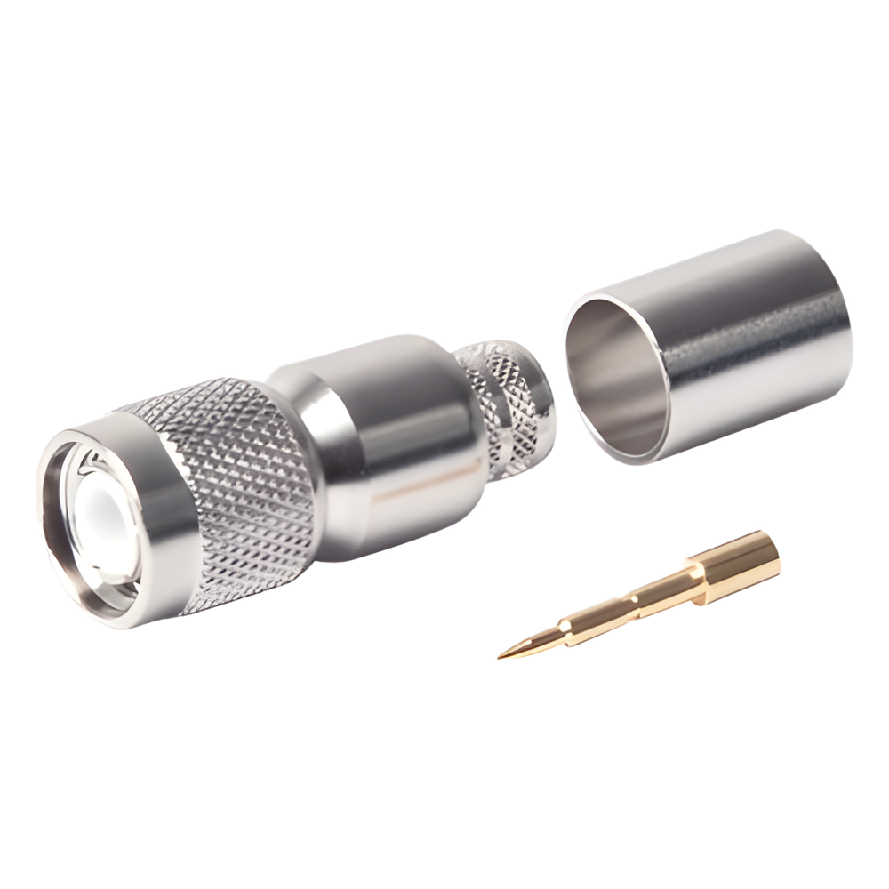 Conector TNC Macho de Anillo Plegable para LMR-400, 9913, 8214, CNT-400, RFLASH-1113, RG8/U-SYS, Niquel/Oro/Teflón.