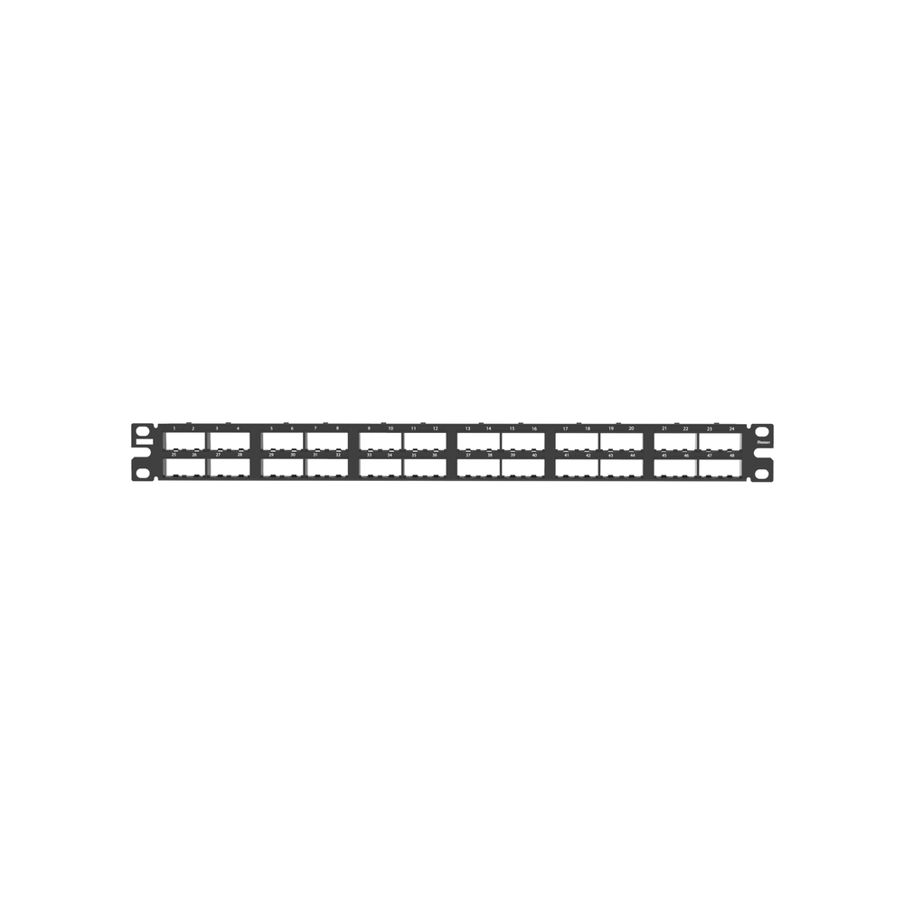 Panel de Parcheo Modular Mini-Com (Sin Conectores), Plano, Blindado, Alta Densidad, de 48 Puertos, 1UR