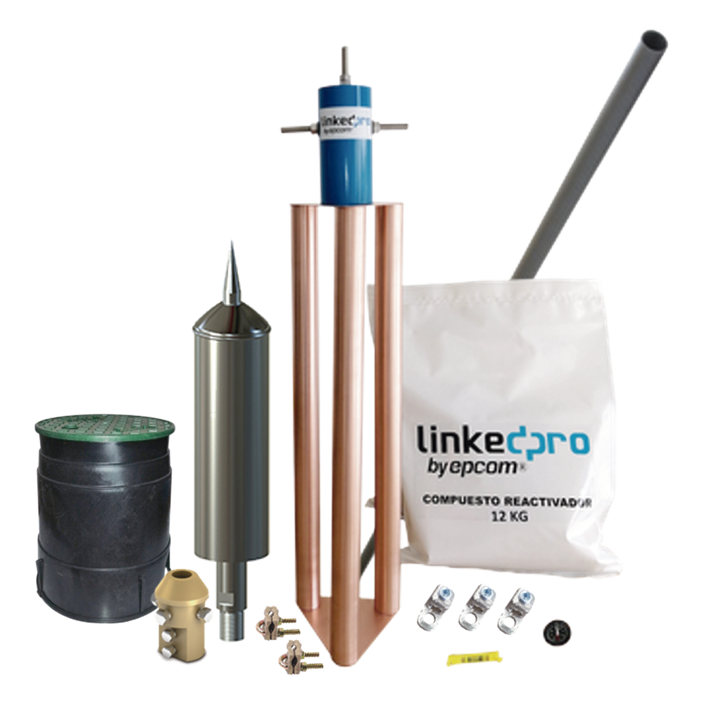Kit Pararrayo PDC Flash Captor, Avance de Cebado:15 µs. Diámetro de Protección Máx: 70 m. Incluye Electrodo y Accesorios p/Torre.