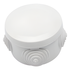 Caja Derivación-Conexión de Plástico Circular con 4 Glándulas de Goma (70 diámetro X 48 alto mm). Para Instalaciones Comerciales,  Residenciales e Industriales. Cerrado a Presión.