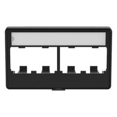 Placa de Mobiliario Modular Estándar, Salidas Para 4 Puertos Mini-Com, Con Espacio Para Etiquetas, Color Negro