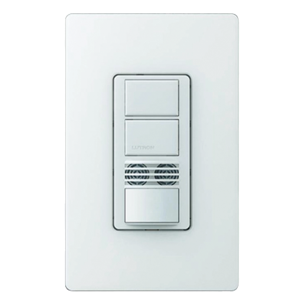 Interruptor con sensor de ocupación de doble tecnología PIR y ultrasónico, dos circuitos, 120-277 V
