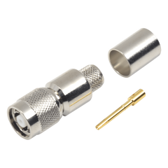 Conector TNC Macho Inverso, Anillo Plegable para ensamblar en cables RG-8/U, LMR-400, Níquel, Oro, Teflón
