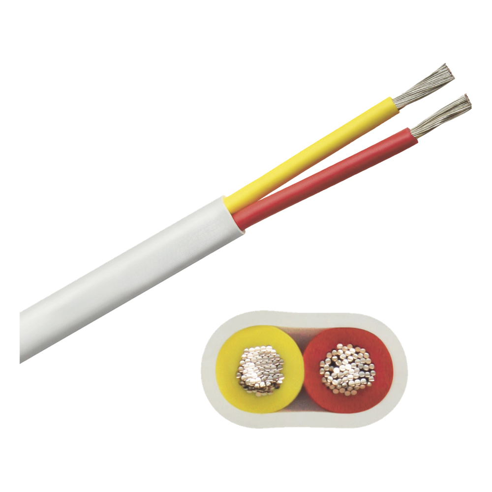 Rollo de cable plano grado marino calibre 12, de 2 conductores (rojo y amarillo) de 100 pies (30.48 m).