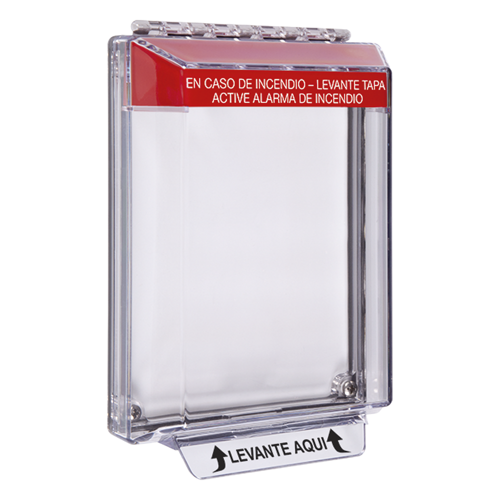 Cubierta Universal Transparente de Bajo Perfil y Texto de Incendio en Español