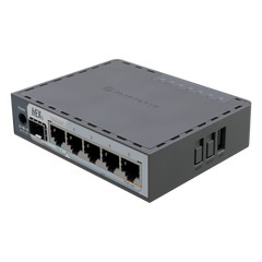 Router hEX S / 5 Puertos Gigabit Ethernet / 1 Puerto SFP 2.5G / Dual-Core ARM / 512 MB RAM / RouterOS V7 / PoE-In y PoE-Out / Montaje en Pared