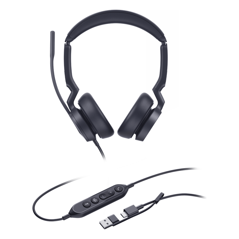 Auriculares Yealink UH46 Dual con cancelación de ruido por IA para Microsoft Teams, USB-C/A e indicador de ocupado