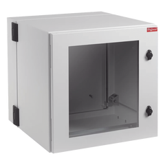Gabinete Industrial ProTek de 12 UR Puerta con Ventana, Protección NEMA Tipo 12; IP55; IK10, Abatible, Fabricado en Acero, Color Gris Claro