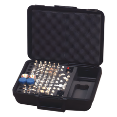 Mega Kit de adaptadores UNIDAPT de 70 piezas, en conjunto todos los del RFA-4019 y RFA-4023-01 en un solo estuche con bisagras