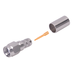 Conector SMA Macho de Anillo Plegable para Cables LMR-240, RG-8/X, 9258, Niquel/Oro/Teflón.