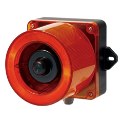Combinacion de baliza LED color Rojo y sirena electrónica de 31 tonos resistente a la intemperie de volumen máx. 123 dB a 12-24 VCD