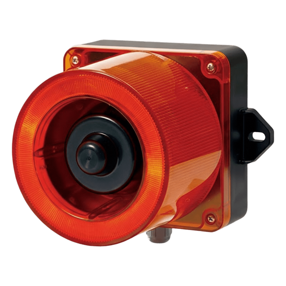 Combinacion de baliza LED color Rojo y sirena electrónica de 31 tonos resistente a la intemperie de volumen máx. 123 dB a 110-220 VCA