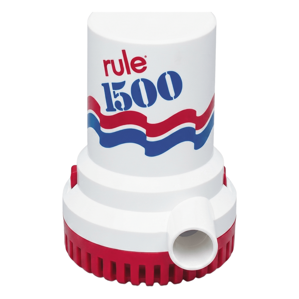 Bomba de Achique Sumergible Rule 02 / 1,500 GPH / 12V CD / Motor de Alta Eficiencia / Ejes de Acero Inoxidable / Protección Térmica TCO / Certificación CE e ISO 8849