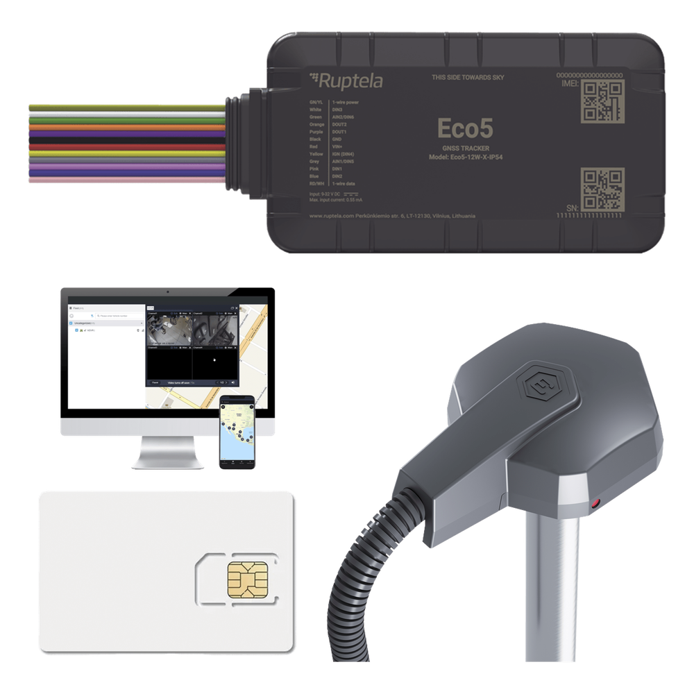 KIT Dispositivo de Rastreo Vehicular/ Sensor nivel de combustible cableado / Conectividad LTE Cat1 y LTE-M / BLE 5.0 / GNSS U-blox / Carcasa IP54 / Batería Interna de Respaldo / Detecta Interferencias / Incluye: EPCOMGPSCODE, TD6001000 y SIM500MB2Y
