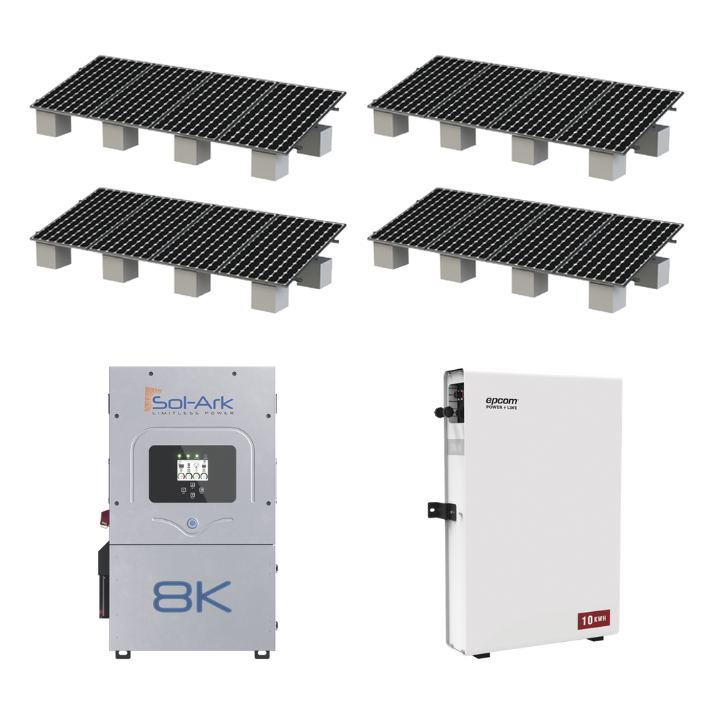 Kit Hibrido con Interconexión a la Red Eléctrica de CFE de 8 kW con Salida de 220 Vca y respaldo de 10 kWh en batería de LiFePO4