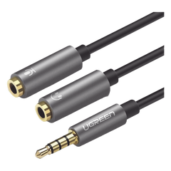 Cable Divisor en Y / De 3.5 mm Macho a Dos Salidas de 3.5 mm Hembra / CTIA, TRS / Núcleo de Cobre / TPE /  Longitud 20 cm / Ideal para Separar el Micrófono de los Auriculares