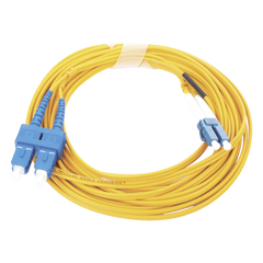 Jumper de Fibra Óptica Monomodo 9/125 LC/UPC-SC/UPC, PVC, 2.0 mm, Dúplex, Amarillo, 5 Metros (16.40 Pies)