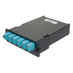 Placa Acopladora de Fibra Óptica FAP, Con 12 Pigtails y 6 Conectores LC Duplex (12 Fibras), Para Fibra Multimodo OM3/OM4, Color Aqua