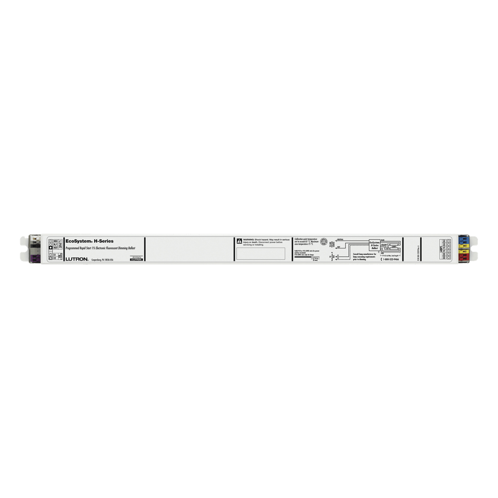 Balastra electrónica atenuable EcoSystem H-Series para 2 lámparas fluorescentes T5 lineales de 28 W, entrada universal 120-277 V, atenuación de 100% a 1%