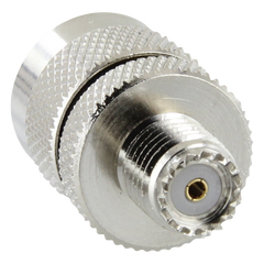 Adaptador en Línea de Conector Mini UHF Hembra a UHF Macho (PL-259), Níquel/ Oro/ Teflón.