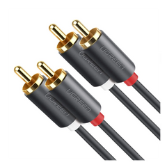 Cable de Audio 2 RCA Macho a 2 RCA Macho / 3 Metros (9.84 Pies) / Color Negro / Alta Calidad / Anillos de Goma para Asegurar un Agarre Firme al Instalar o Quitar el Cable