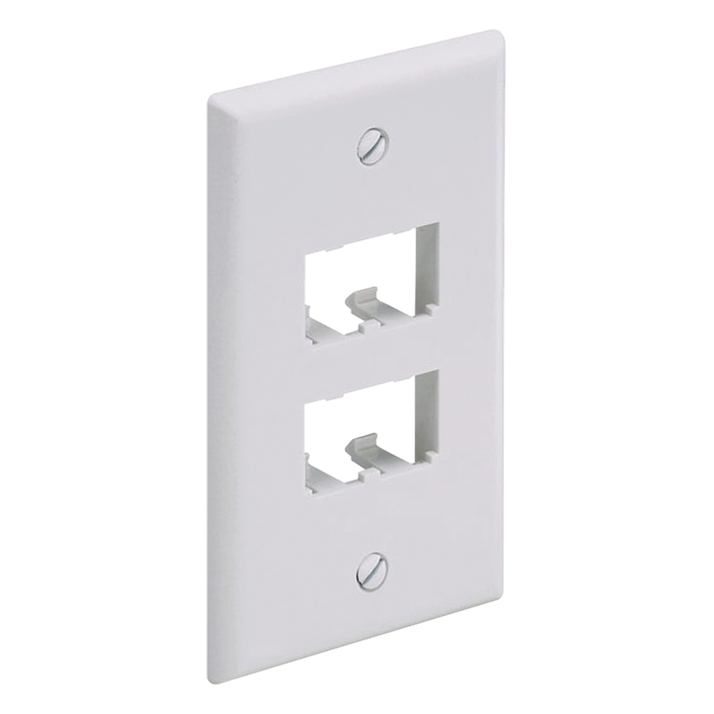 Placa de Pared Vertical Clásica, Salida Para 4 Puertos Mini-Com, Color Blanco Mate
