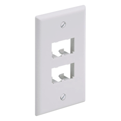 Placa de Pared Vertical Clásica, Salida Para 4 Puertos Mini-Com, Color Blanco Mate