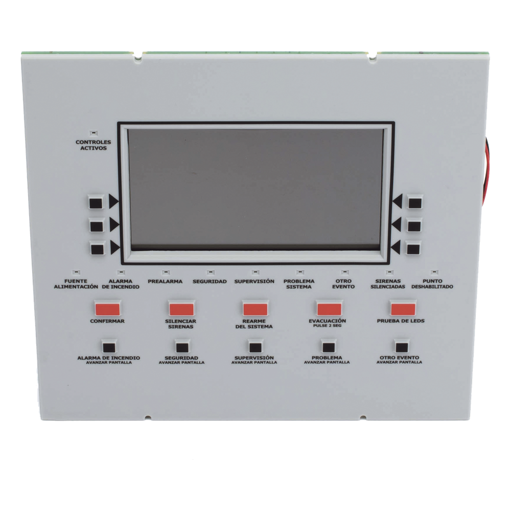 Anunciador remoto LCD retroiluminado en español con 160 caracteres visibles, teclado de goma y puerto RDP para panel NFS2-3030-SP y NCA-2