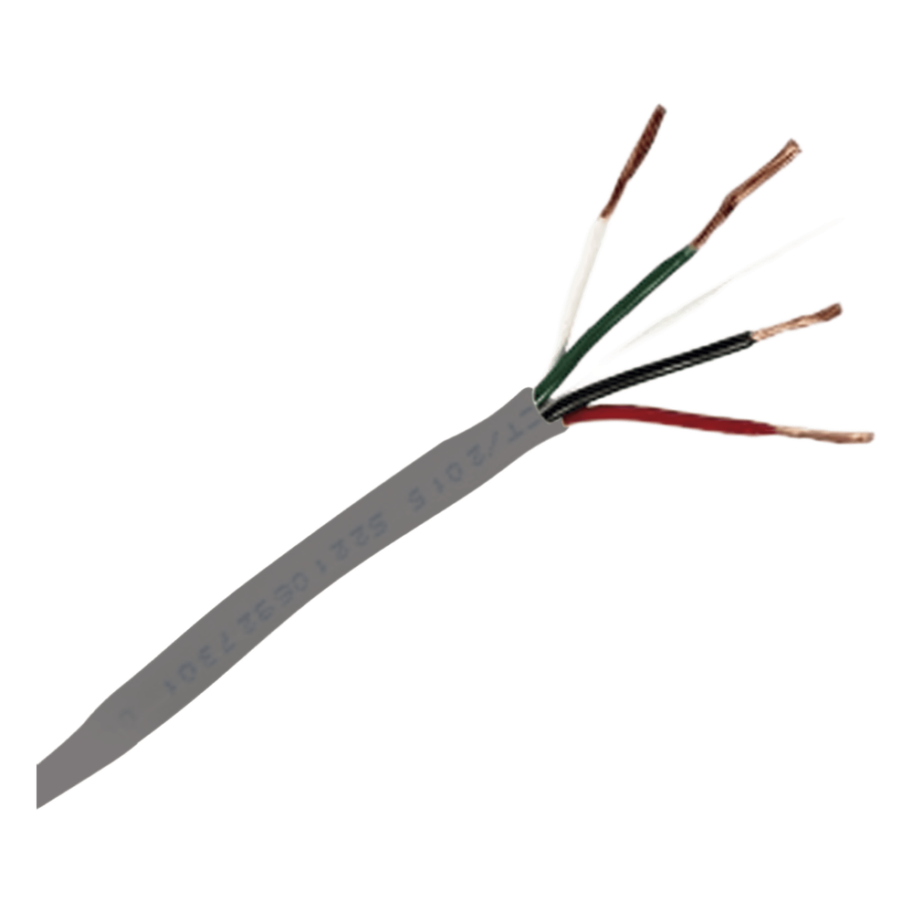 Bobina de 305 Metros (1000 Pies) / Cable de Cobre / 4 X 18 AWG / Tipo Alarmas UL / Para Interior / Color Gris / Para Aplicaciones de Alarmas de Intrusión / Interfonos / TV Porteros / y Multi-Propósito / Hecho en México