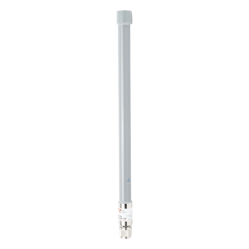 Antena Omnidireccional, mayor distancia de transmisión y recepción de señal en 360º,  Doble banda de 2.4 / 5 GHz, Ganancia de 9 dBi, Conector N-macho, Adecuada para entornos exigentes