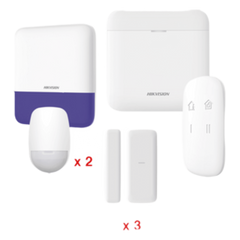 (AX PRO) KIT de Alarma AX PRO / Incluye: 1 Hub con batería de respaldo / 2 Sensores PIR / 3 Contactos Magnéticos mini / 1 Control Remoto / 1 Sirena Inalambrica Exterior  / WiFi / Compatible con Hik-Connect P2P