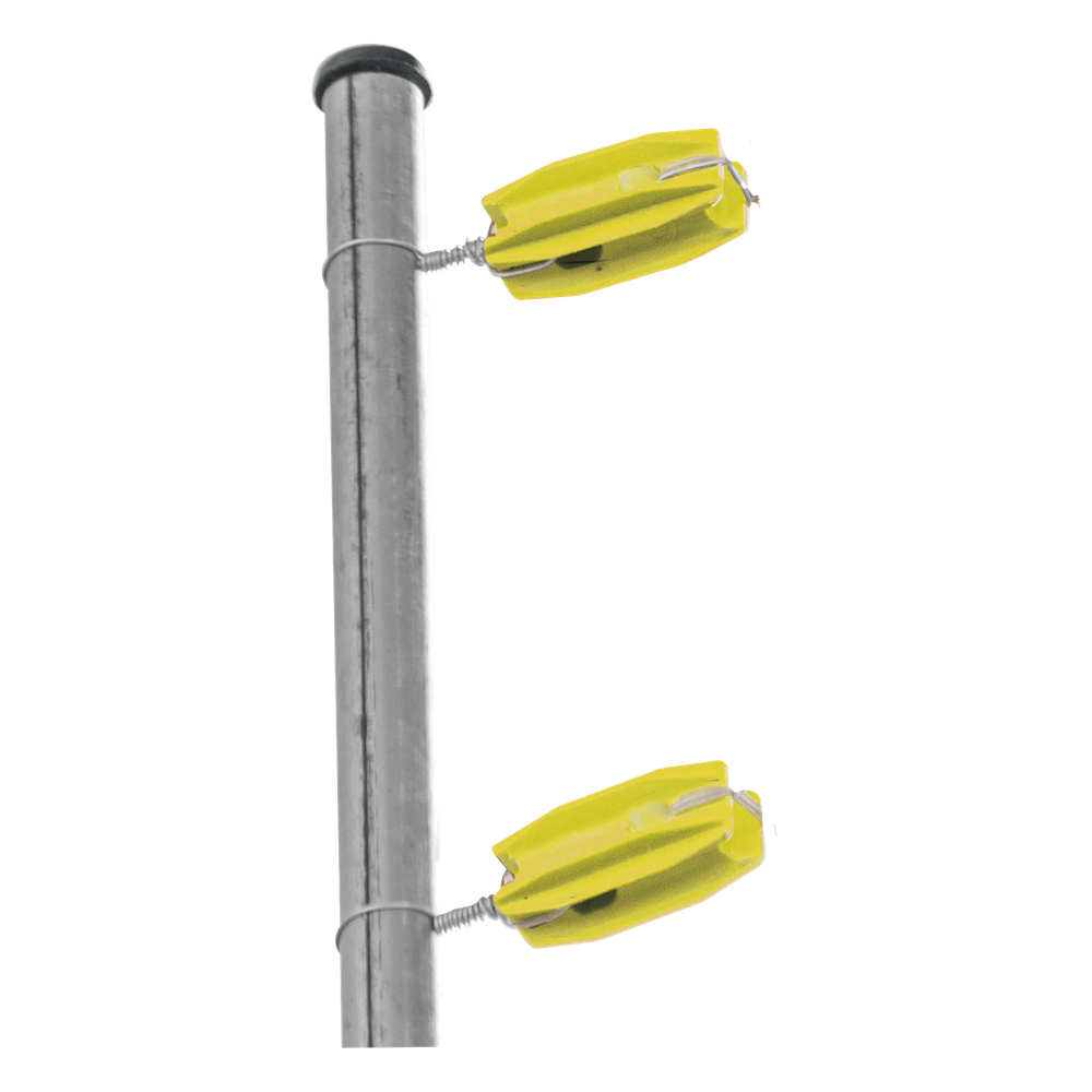 Aislador de Esquina Amarillo para Cercos Eléctricos / 18 kV / Resinas Vírgenes / Resistencia 7.5-10.2 kg / Anti UV / 66 mm x 31.6 mm