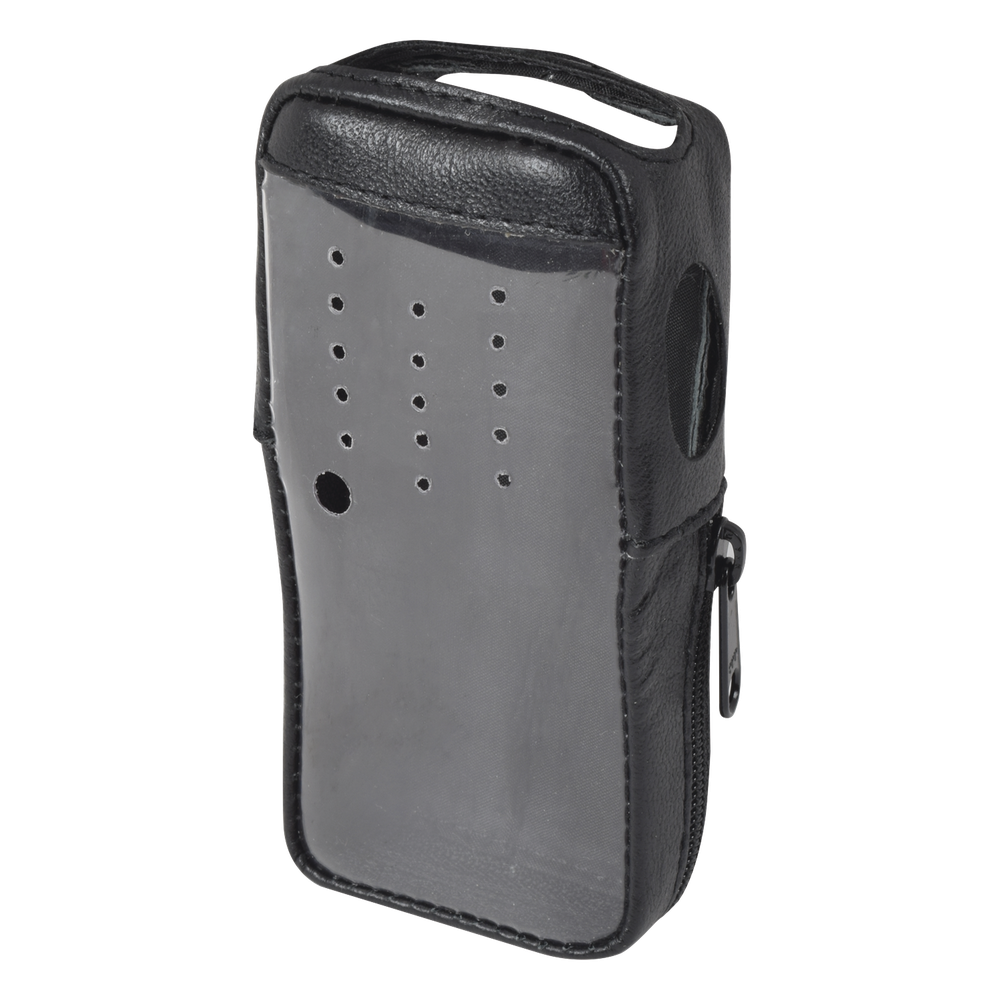 Funda para Radio Portátil / Piel Reforzada con Frente Transparente / Acceso Directo a PTT y Puerto de Accesorios / Para Kenwood TK-2000KV2 y TK-3000KV2