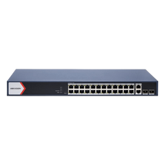 Switch Gigabit PoE+ / Administrable / 24 Puertos 1000 Mbps PoE+ / 2 Puertos 1000 Mbps Uplink  / 2 Puertos SFP Uplink / Configuración Nube Hik-Partner Pro / Modo Extendido hasta 300 Metros / 230 W