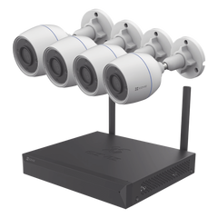 Kit de cámaras Wi-Fi / Incluye 1 NVR 4 canales / 4 Cámaras Bala 2 Megapixel / Para Uso en Exterior IP67 / Vision Nocturna a Color