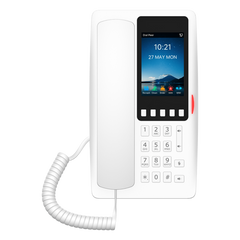 Teléfono IP Hotelero Wi-Fi 6 / Pantalla IPS 3.5" 320x480 / 2 Líneas SIP / 5 Teclas Programables / Puerto USB-A / PoE 802.3af / Audio HD / Diseño Blanco