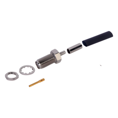 Conector SMA Hembra, Montaje Chasis en D Plano, de anillo plegable para RG-174/U.