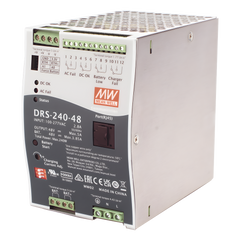 Fuente de Poder Industrial de 240W con Cargador de Baterías, salida 48Vcc, 5A, para montaje Riel Din