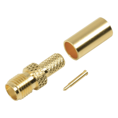 Conector SMA hembra inverso de anillo plegable para cable RG-58/U, Oro/ Oro Teflón.
