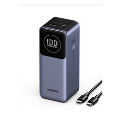 Power Bank de 12000mAh | 2 Salidas 100W Max. | USB-A + 1 USB-C | PD 3.0 | QC3.0 | FCP | SCP | Pantalla Inteligente | Carcasa Ignifuga | Color Gris | Incluye Cable USB de 50cm | Carga tu Laptop de Manera Segura.
