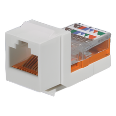 Conector Jack Estilo Leadframe, Tipo Keystone, Categoría 5e, de 8 Posiciones y 8 Cables, Color Marfil