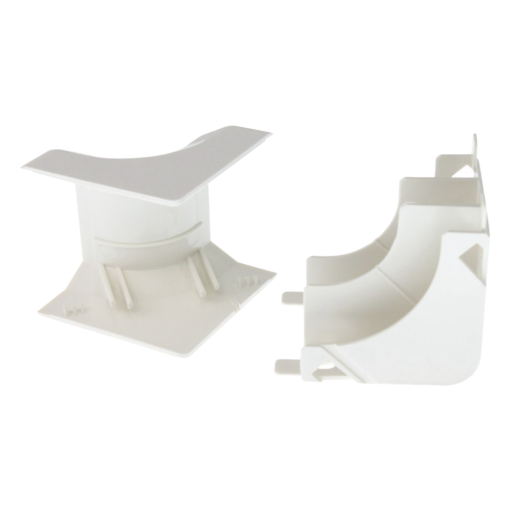 Esquinero interior, para uso con canaleta T45, Material PVC Rígido, Color Blanco Mate