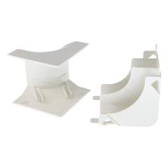 Esquinero interior, para uso con canaleta T45, Material PVC Rígido, Color Blanco Mate