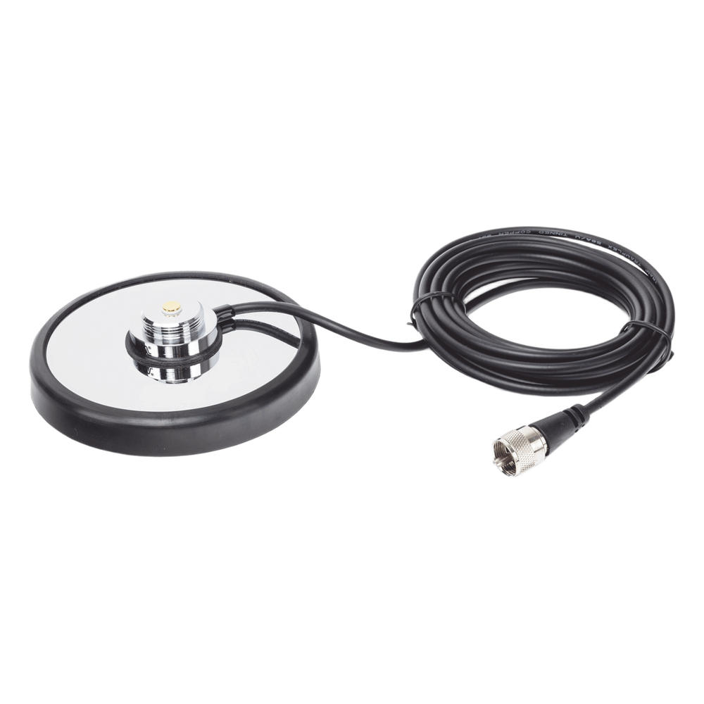 Montaje magnetico para antenas de 3/4" (Nmo), 5 m de cable RG-58A/U, conector UHF (PL-259) macho, diámetro de 5"