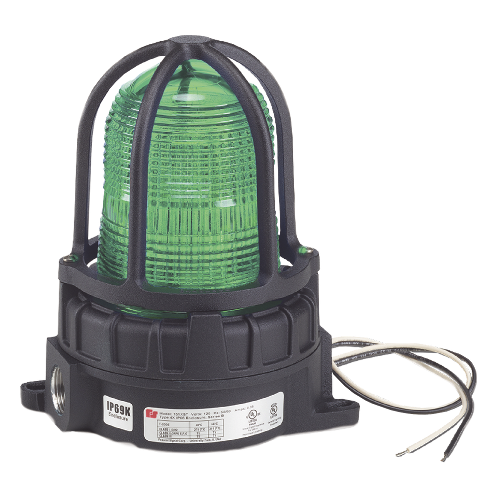 Luz de advertencia LED para ubicaciónes peligrosas, montaje para superficies, 24 VCD, color Verde