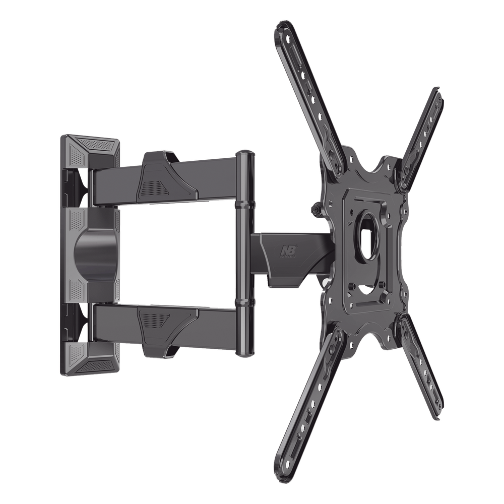 Montaje de Pared Articulado P4-NB / Pantallas de 32" a 55" / VESA 100x100 a 400x400 mm / Carga 27.2 kg (60 lbs) / Inclinación +8° a -5° / Giro 180° / Distancia de Pared 5 a 40 cm / Acero