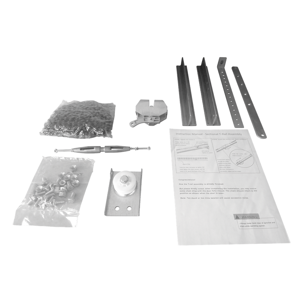 Kit de Riel tipo T / 3mts / Compatible C / Motor ACCESSFORCE / FS1000APPRT / Incluye 3 secciones de riel / 2 Coples / 6 mts de cadena .